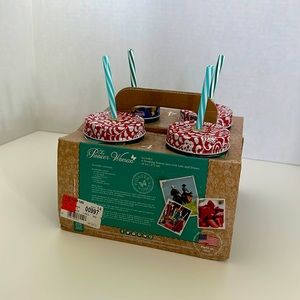 Pioneer Woman New Set of 4 Teal 16oz Mason Jar Drinking mugs with Straws